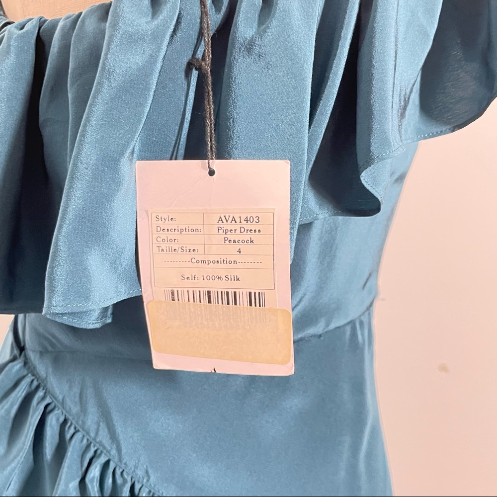 Jill Stuart Collection 100% Silk Ruffle One Shoulder Dress size 4 NWT - Picture 9 of 15